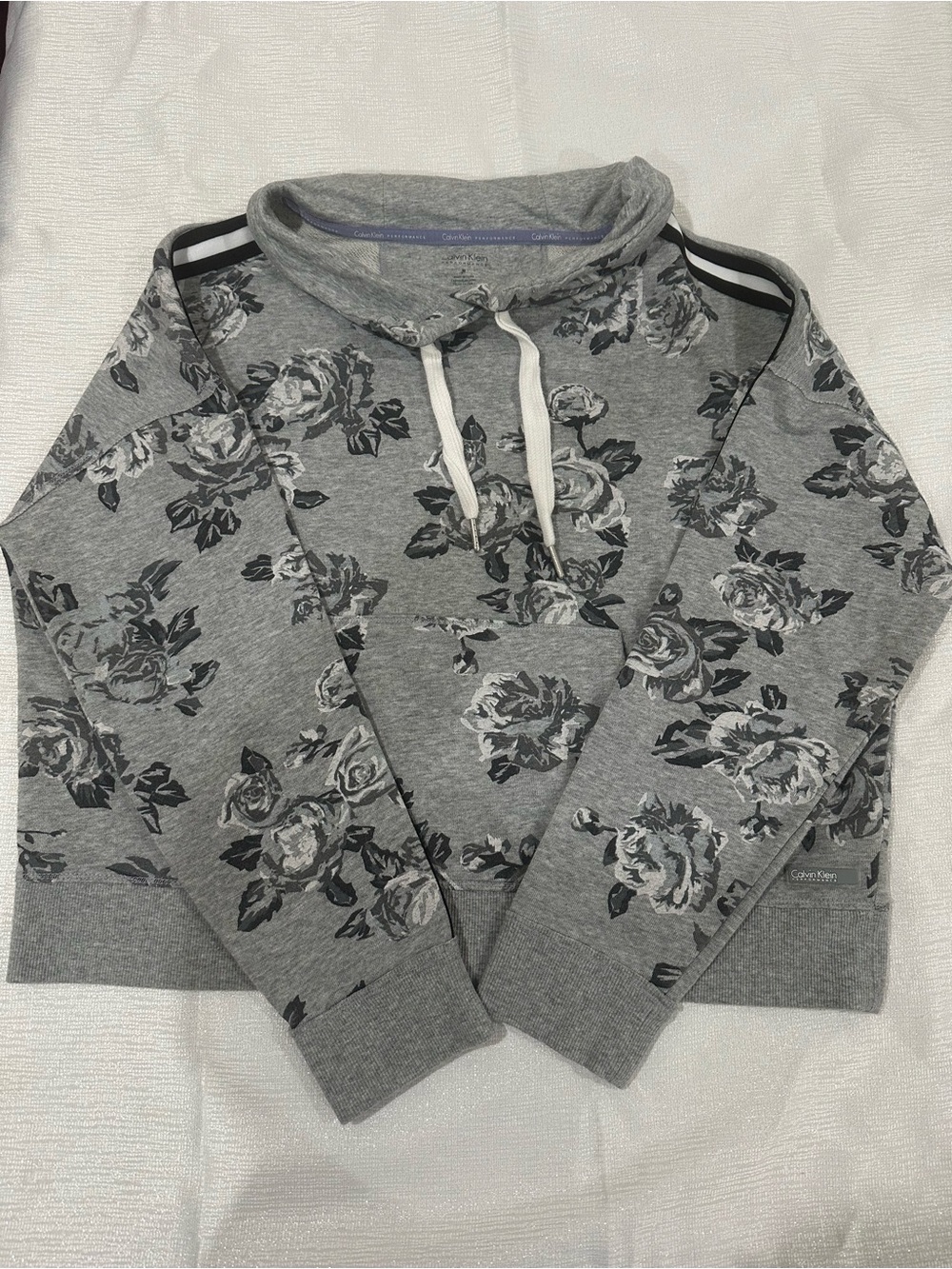 Calvin Klein Gray Floral Cowl Neck Sweatshirt